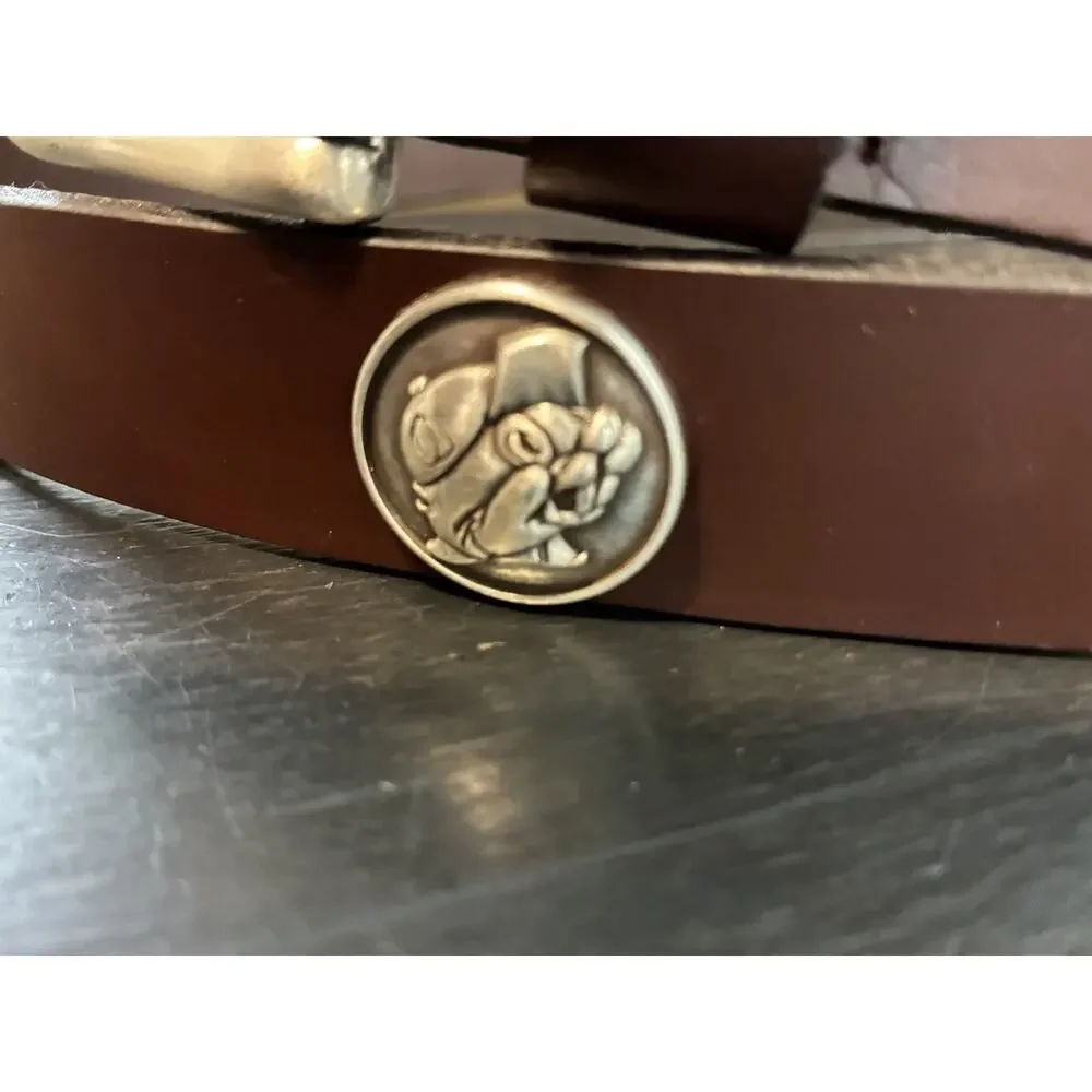 Brown Genuine Leather Belt With 4 Buc-ee’s Conchos Size 46 New